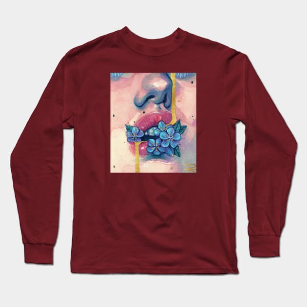 Flowers in mouth Long Sleeve T-Shirt by roselinestephania